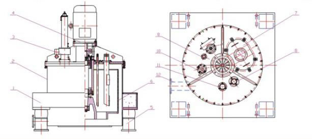 Estrutura da centrifuga de cesto vertical com raspador L(P)GZ(MDL)